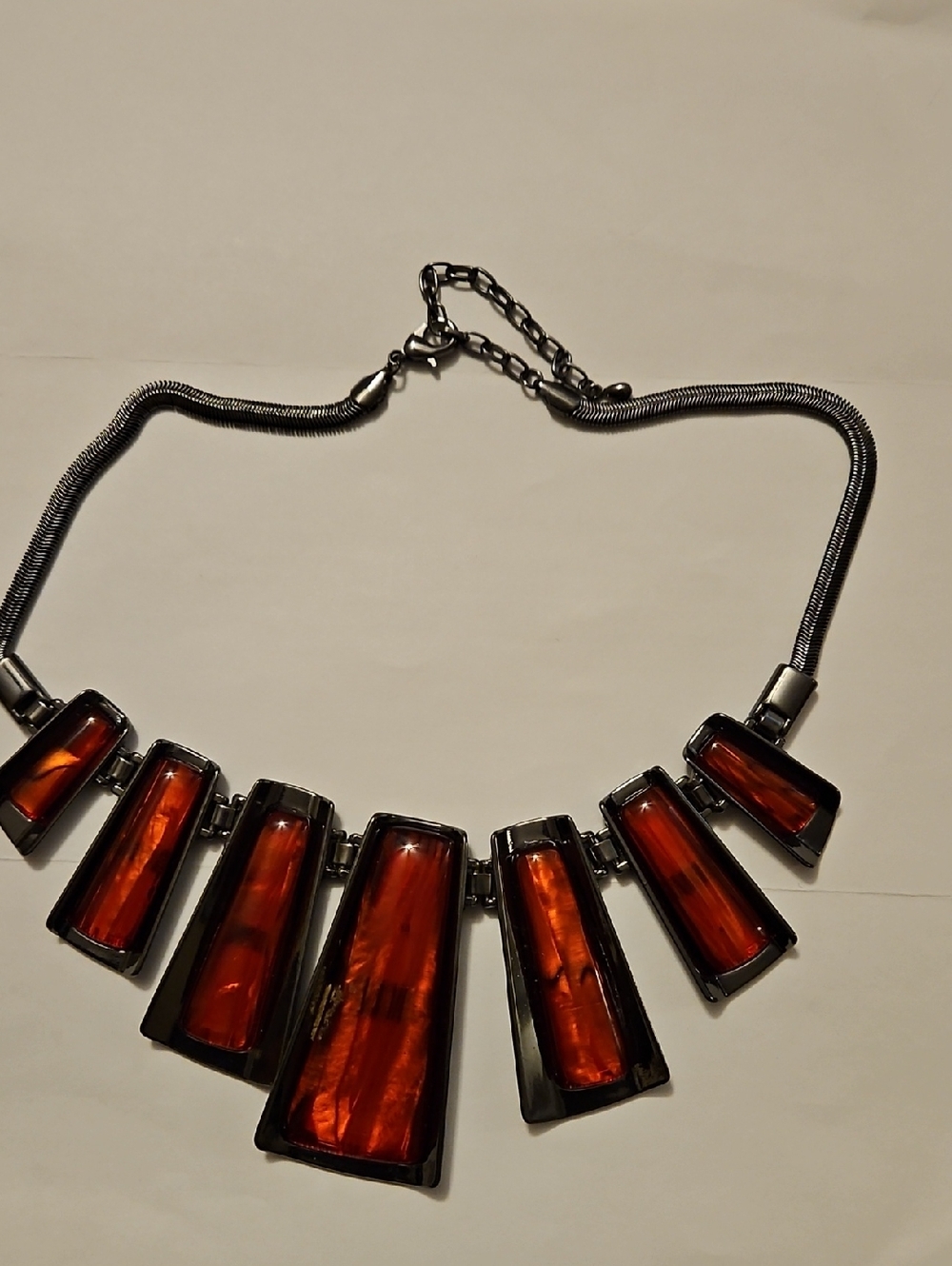 Statement Amber Red Geometric Necklace - Women Jewelry
